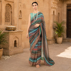 IASC 09 Digital Printed Chiffon Saree Set