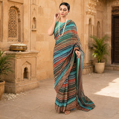 IASC 09 Digital Printed Chiffon Saree Set