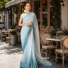 IASC 10 Digital Printed Chiffon Saree Set