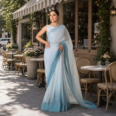 IASC 10 Digital Printed Chiffon Saree Set