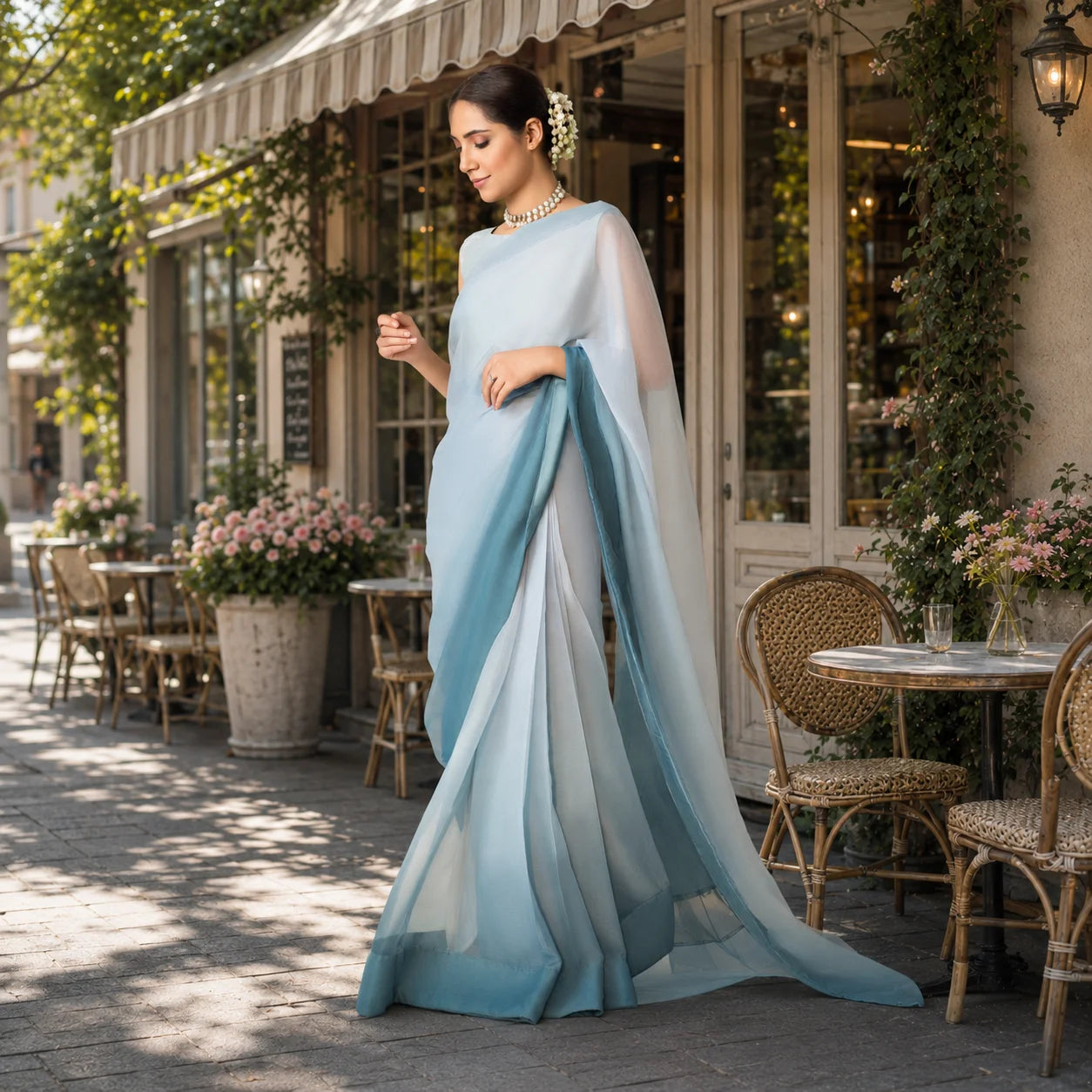 IASC 10 Digital Printed Chiffon Saree Set