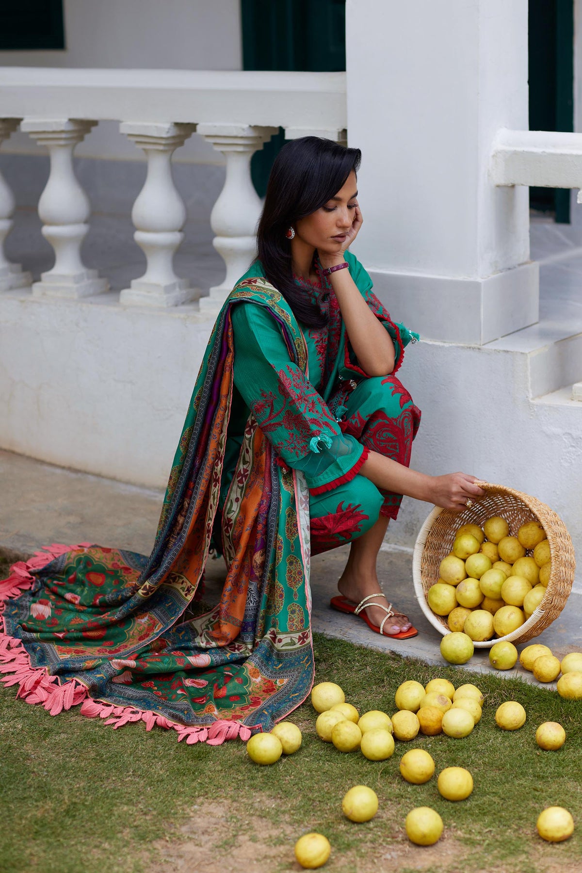 Unstitched Embroidered 3 Piece Muzlin Suit — 1000000093631 photo 4