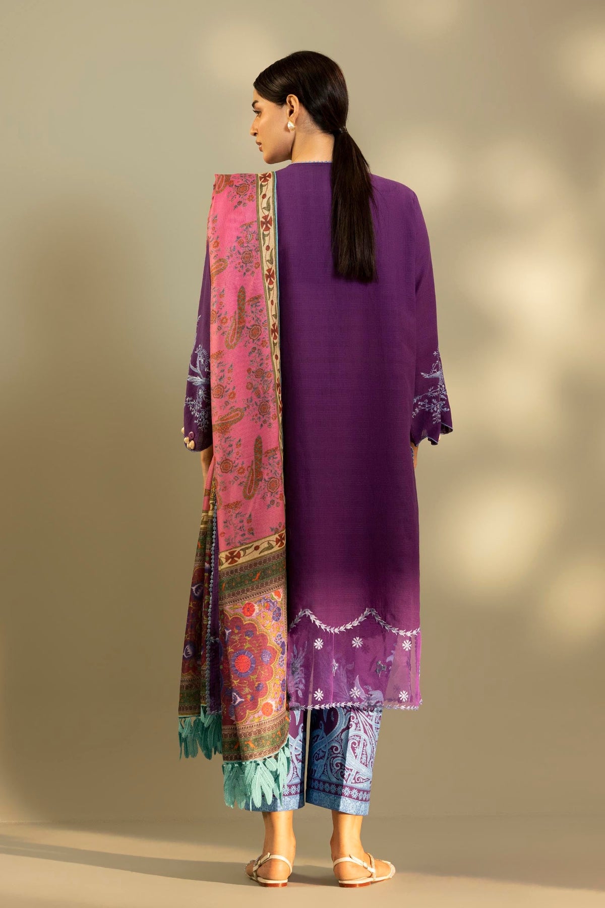Unstitched Embroidered 3 Piece Muzlin Suit — 1000000093632 photo 3