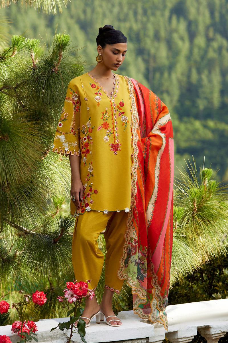 Unstitched Embroidered 3 Piece Muzlin Suit — 1000000093640