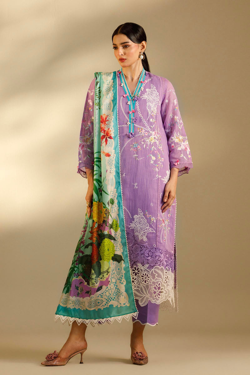 Unstitched Embroidered 3 Piece Muzlin Suit — 1000000093648