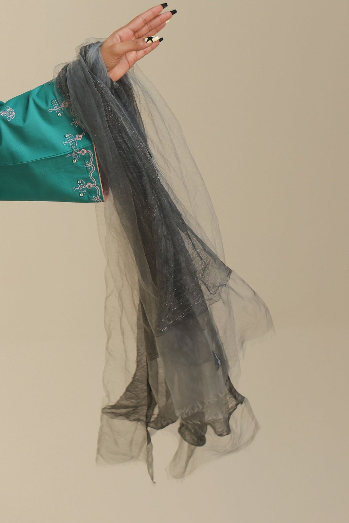 Stardust Dupatta — W26W3229-Charcoal Grey-One Size photo 1