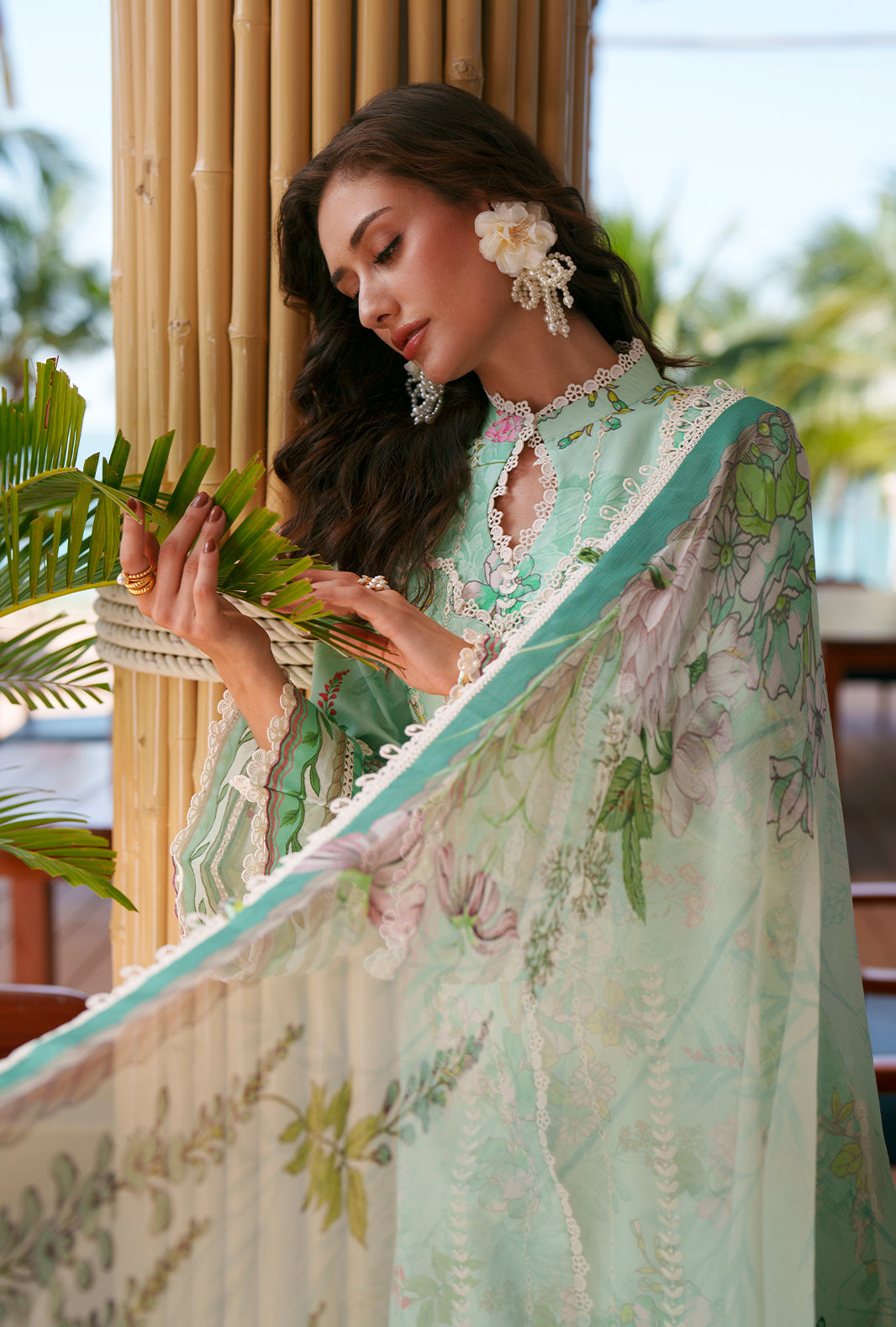 AJR Couture Eliya APC-26-108 mint green printed Chikankari unstitched lawn official photo 2