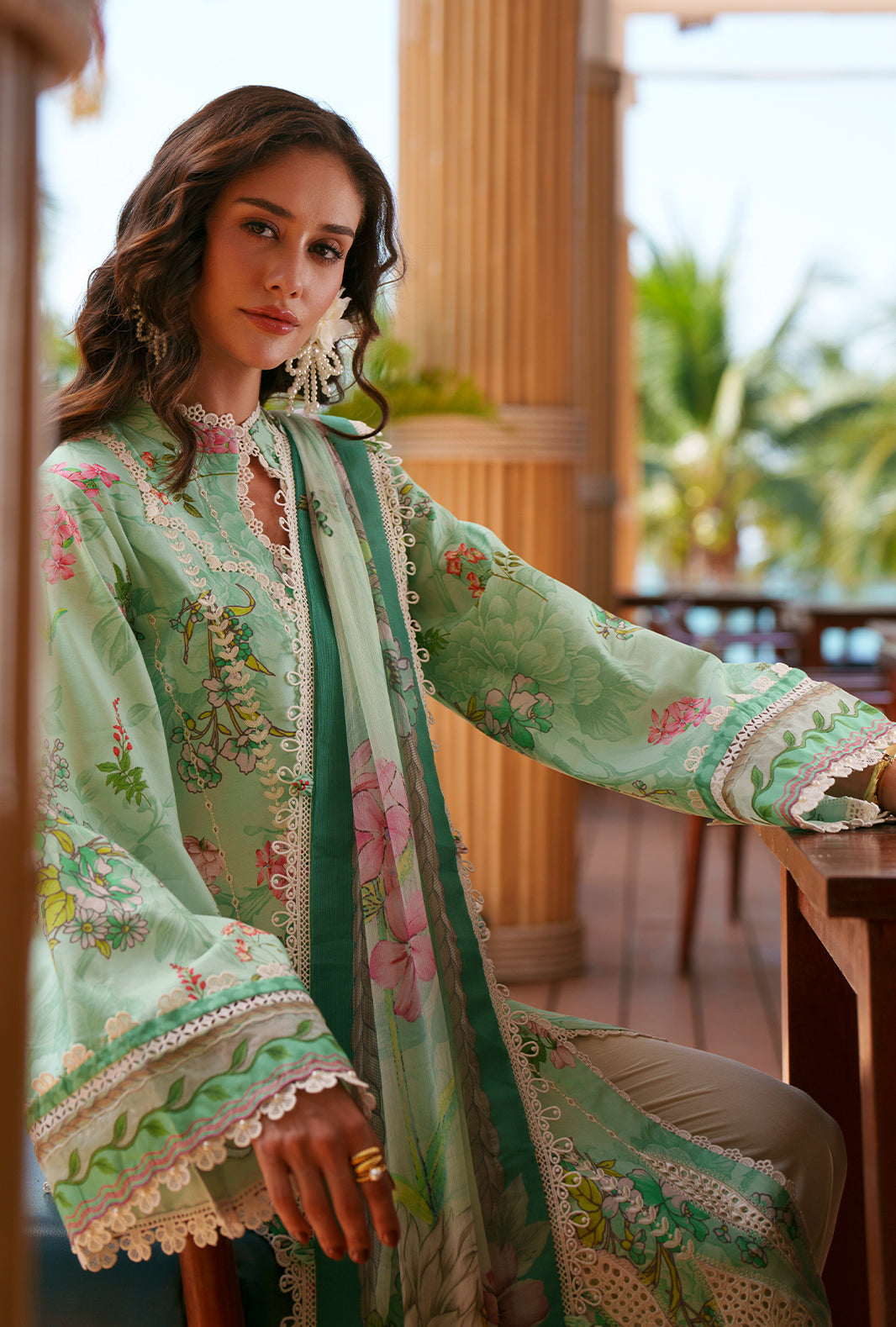 AJR Couture Eliya APC-26-108 mint green printed Chikankari unstitched lawn official photo 4