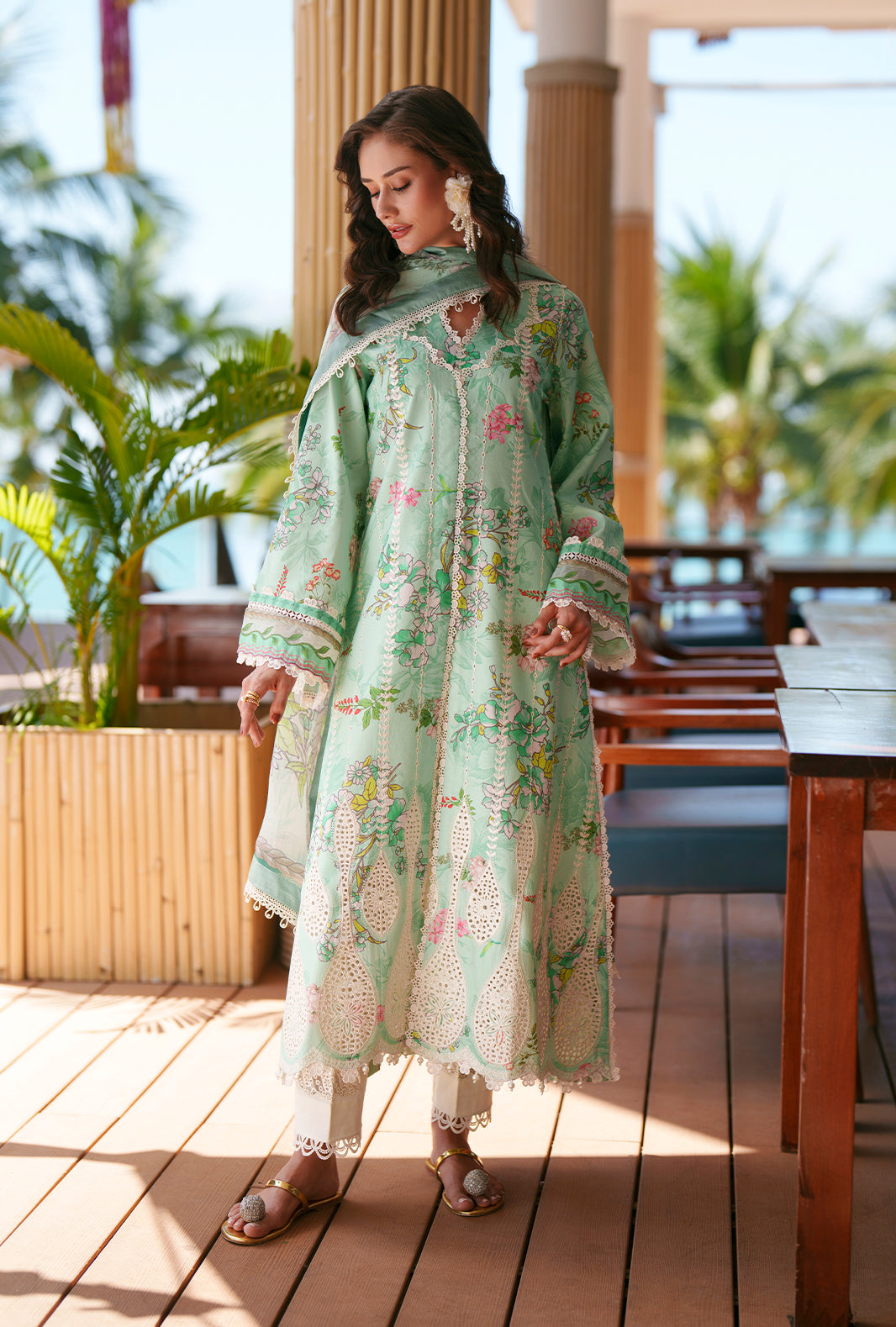 AJR Couture Eliya APC-26-108 mint green printed Chikankari unstitched lawn official photo 5