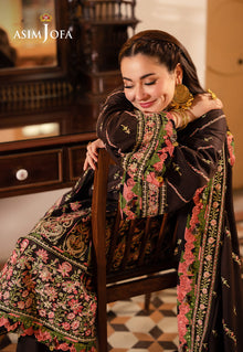 Asim Jofa AJKI-09 brown embroidered self-twill winter outfit - official gallery detail