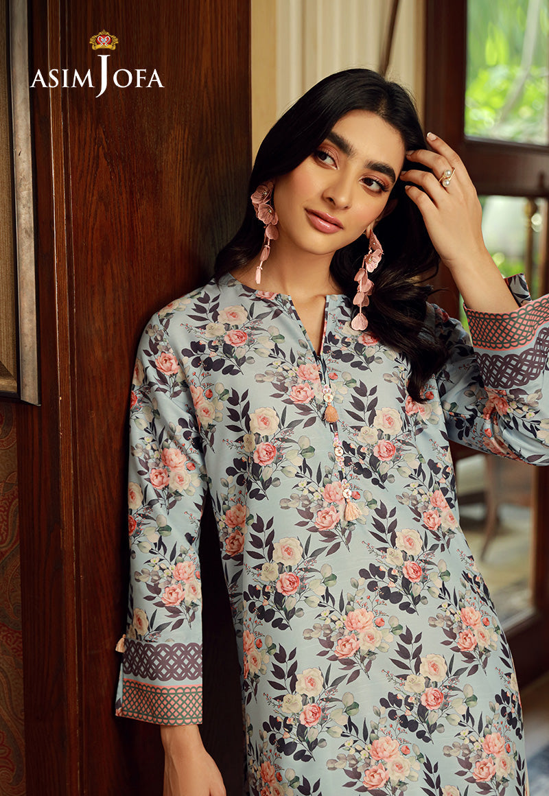 Asim Jofa AJSS-06 printed raw silk ice blue look 5