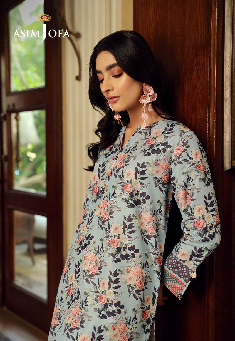 Asim Jofa AJSS-06 printed raw silk ice blue look 6