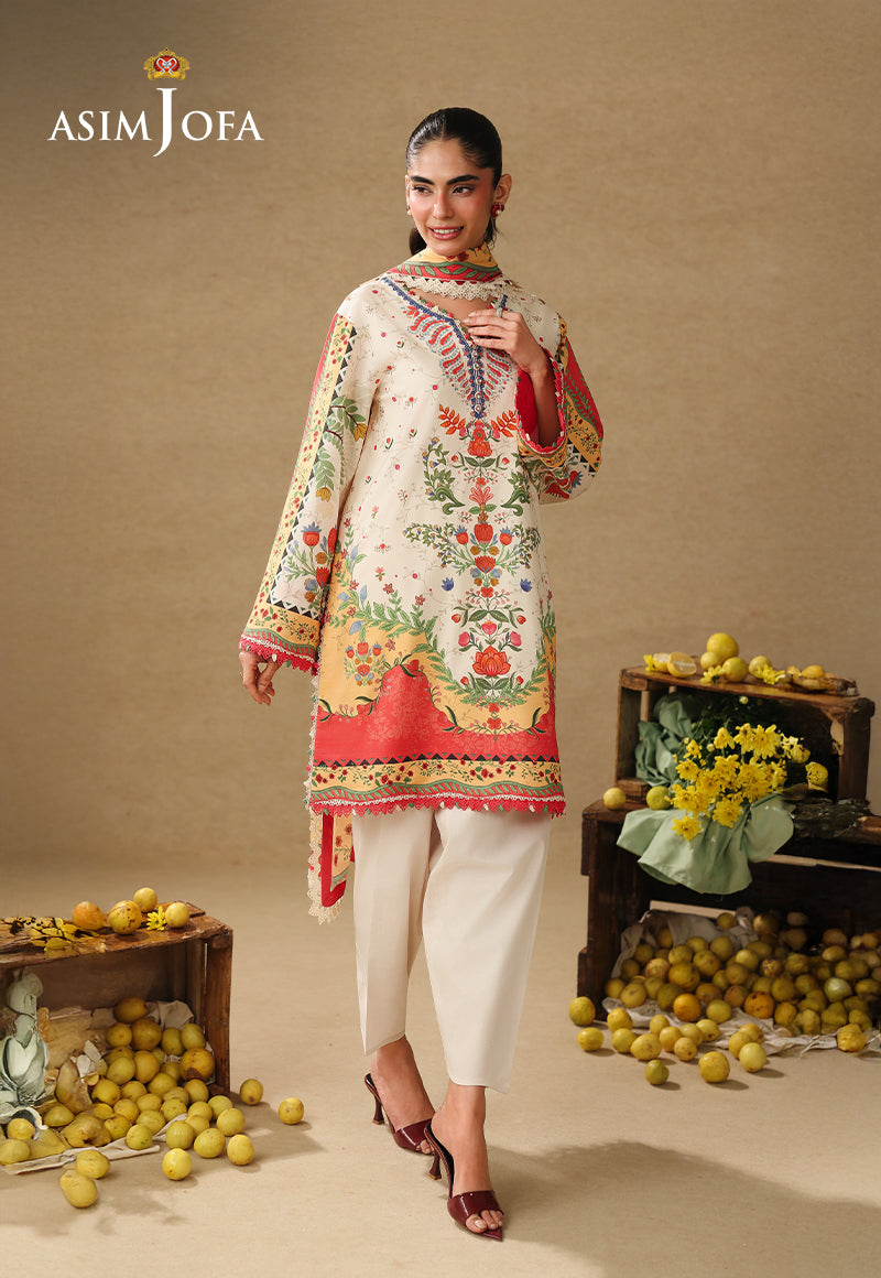Asim Jofa AJUBC-01 off-white printed lawn unstitched 3-piece - view 4