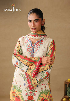 Asim Jofa AJUBC-01 off-white printed lawn unstitched 3-piece - view 5