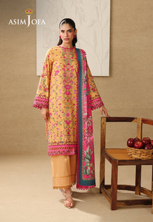 Asim Jofa AJUBC-02 Ochre Yellow printed lawn - view 1