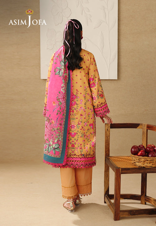 Asim Jofa AJUBC-02 Ochre Yellow printed lawn - view 2
