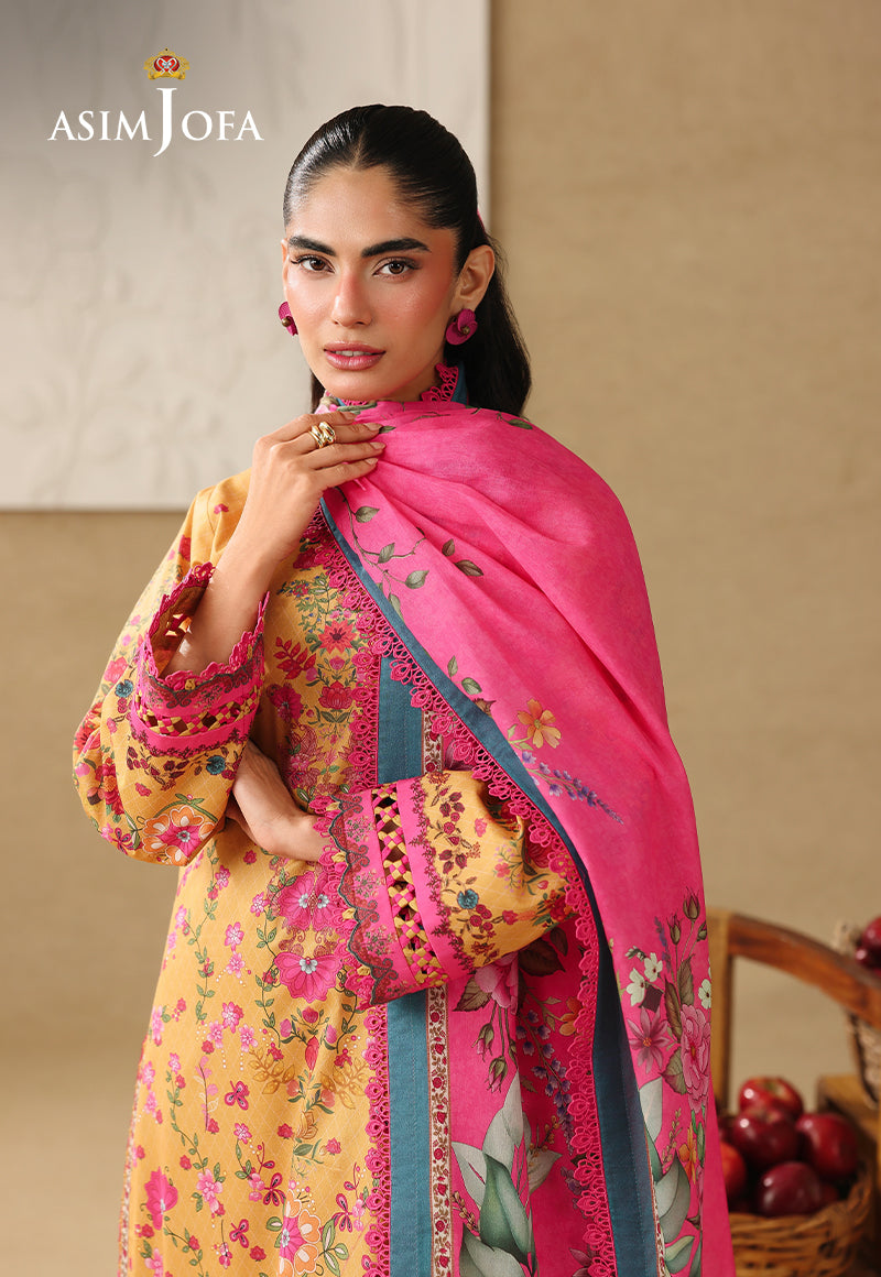 Asim Jofa AJUBC-02 Ochre Yellow printed lawn - view 4