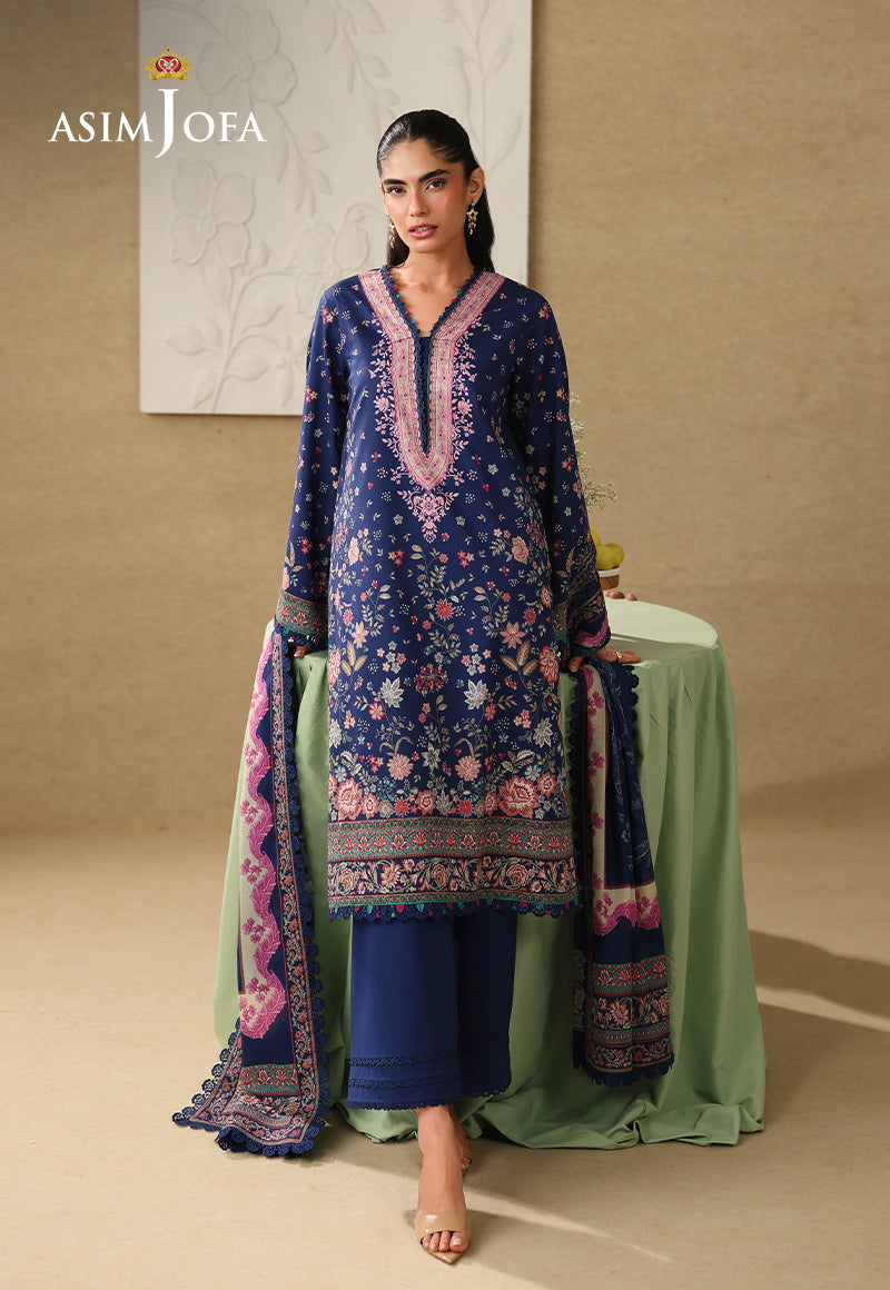 Asim Jofa AJUBC-03 Blue printed lawn - view 1