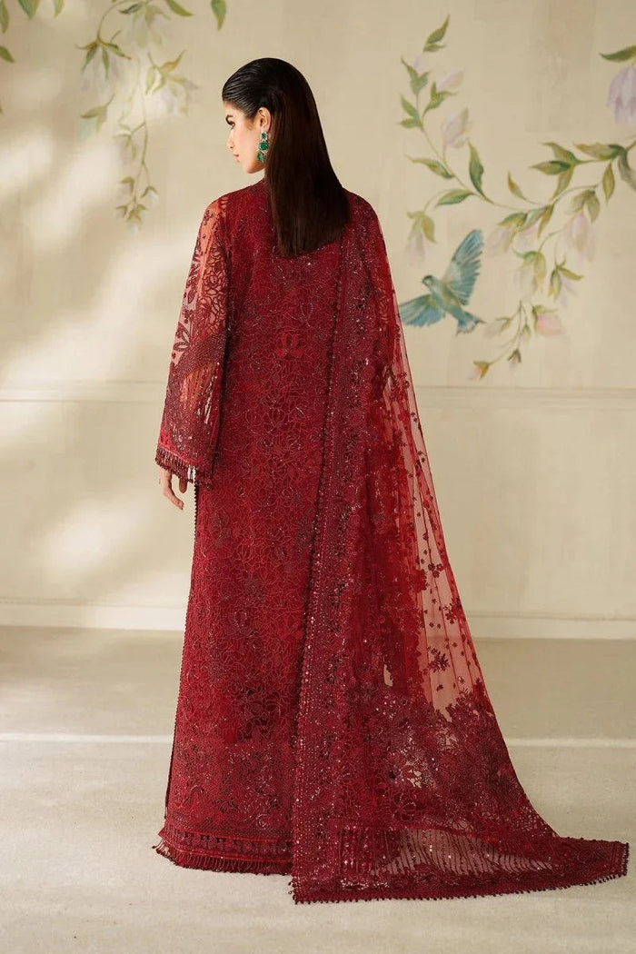 Baroque Chantelle Vol 14 - CH14-01 Crimson Embroidered Net Unstitched 3-Piece