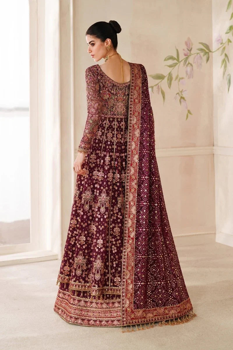 Baroque Chantelle Vol 14 - CH14-05 Maroon Embroidered Chiffon Unstitched 3-Piece