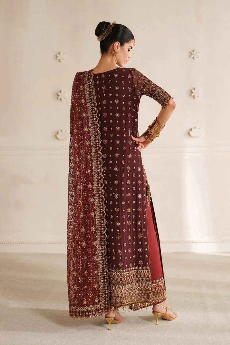 Baroque Chantelle Vol 14 - CH14-07 Maroon Chiffon Embroidered Unstitched 3-Piece