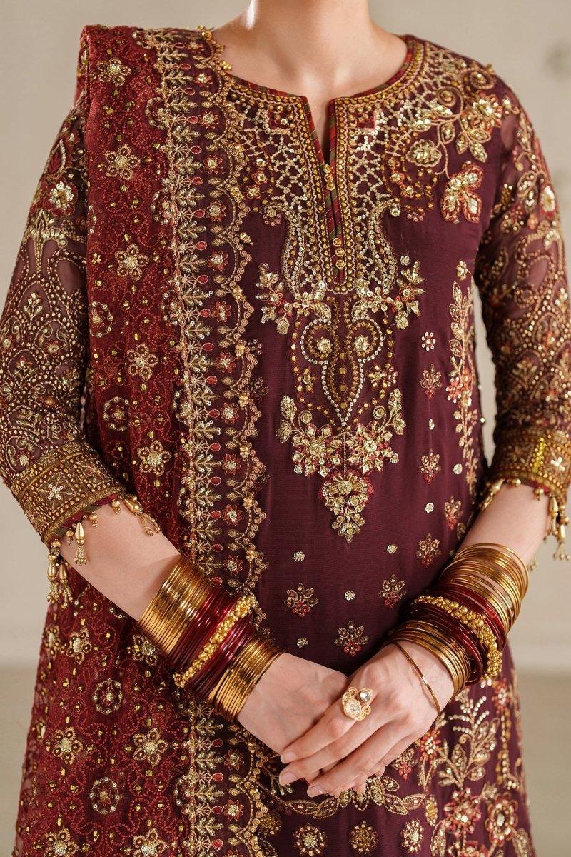 Baroque Chantelle Vol 14 CH14-07 maroon chiffon formal unstitched collection photograph 5