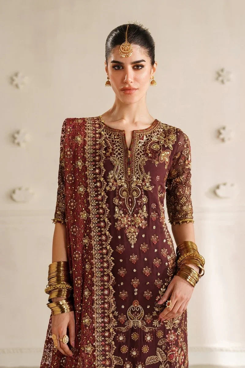 Baroque Chantelle Vol 14 CH14-07 maroon chiffon formal unstitched collection photograph 6