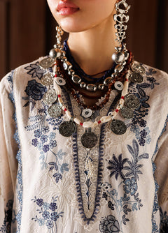 Baroque EL26-D06 embroidered lawn and silk dupatta fashion view