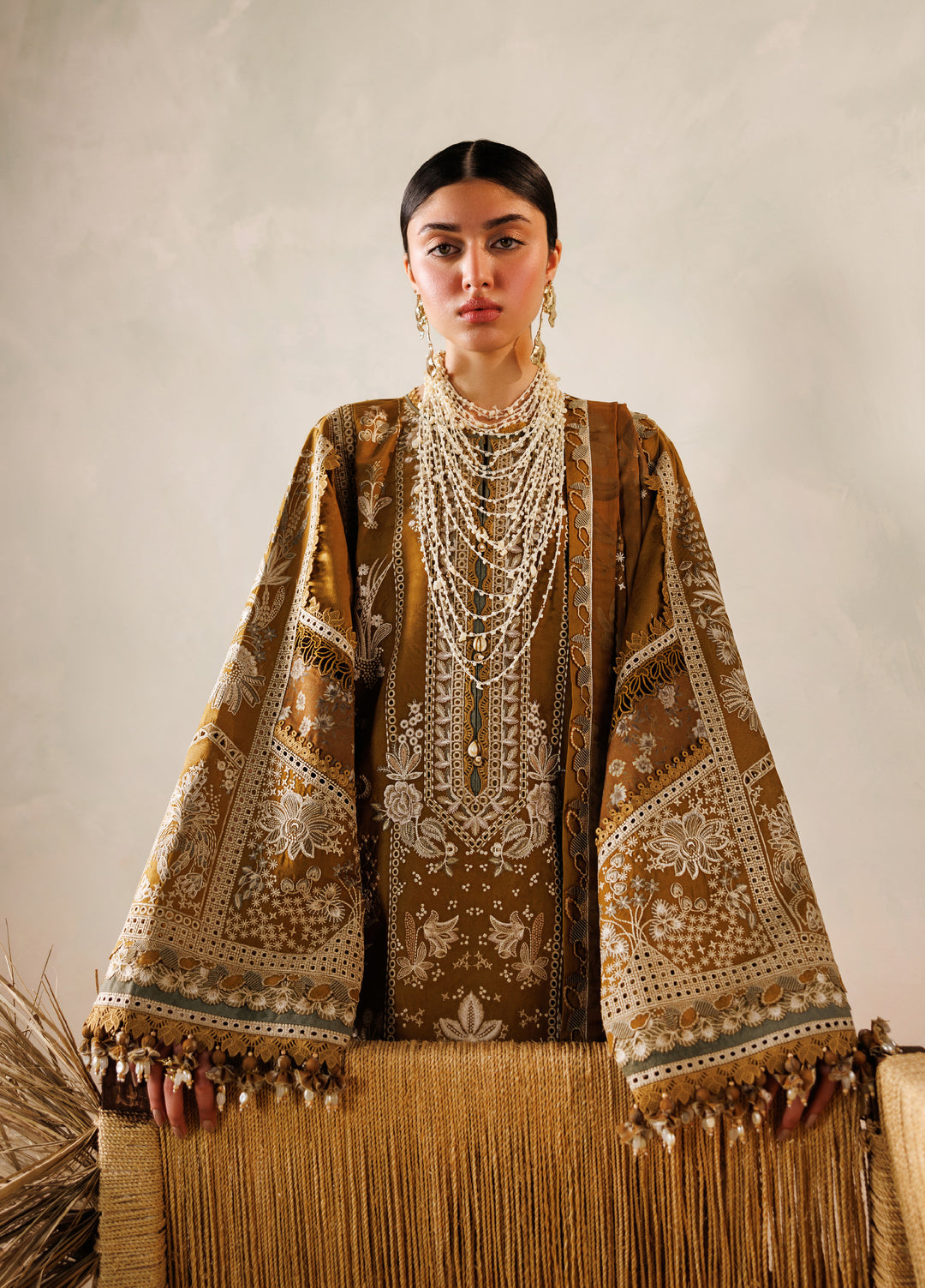Baroque EL26-D07 mustard three piece dupatta style