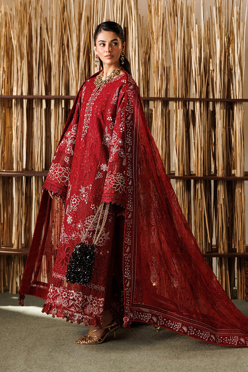 Baroque Eid Lawn EL26-D05 maroon embroidered unstitched 3-piece product gallery look 1