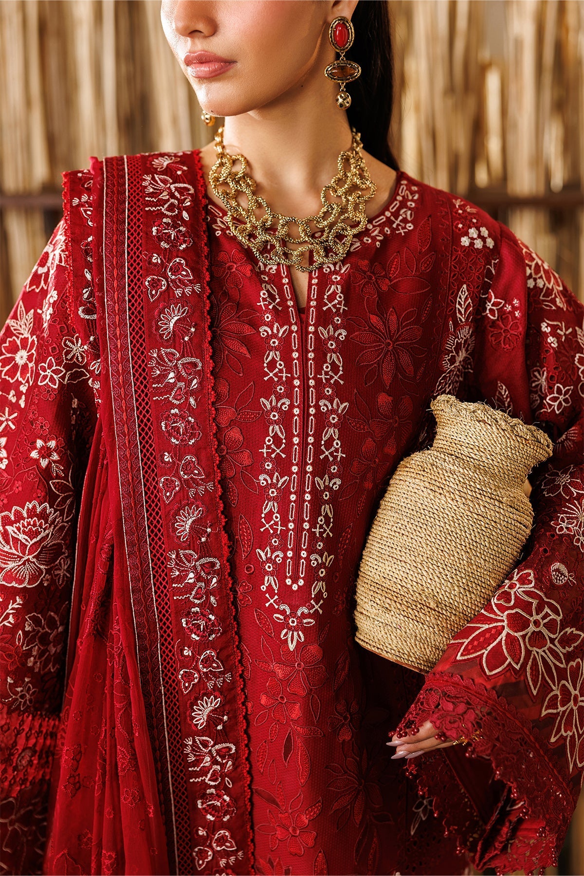 Baroque Eid Lawn EL26-D05 maroon embroidered unstitched 3-piece product gallery look 4