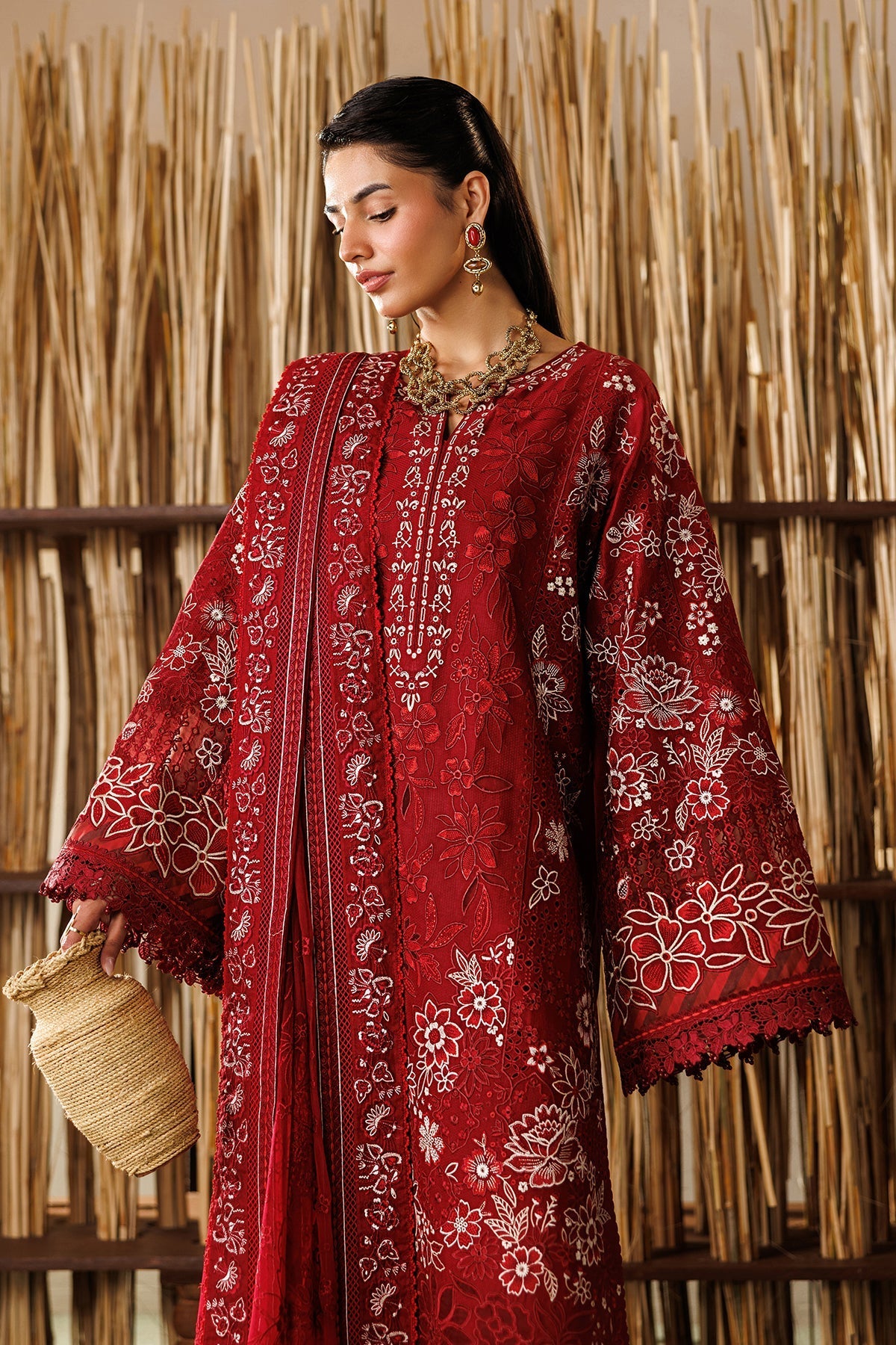 Baroque Eid Lawn EL26-D05 maroon embroidered unstitched 3-piece product gallery look 7