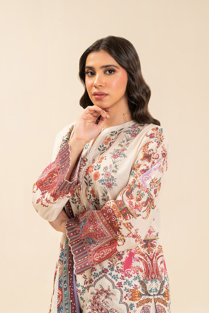 Beechtree Ecru Paisly - 3 Piece Printed Lawn Unstitched Suit