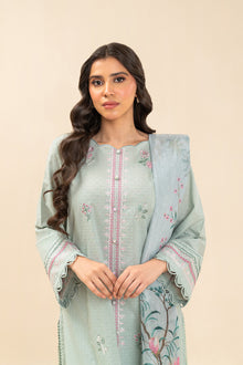 Beechtree Mint Grove embroidered self-jacquard unstitched suit - official view 1