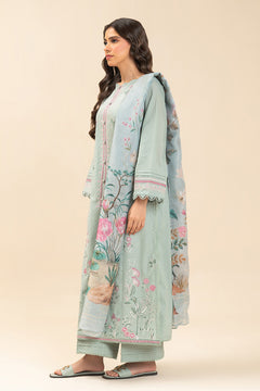 Beechtree Mint Grove embroidered self-jacquard unstitched suit - official view 3