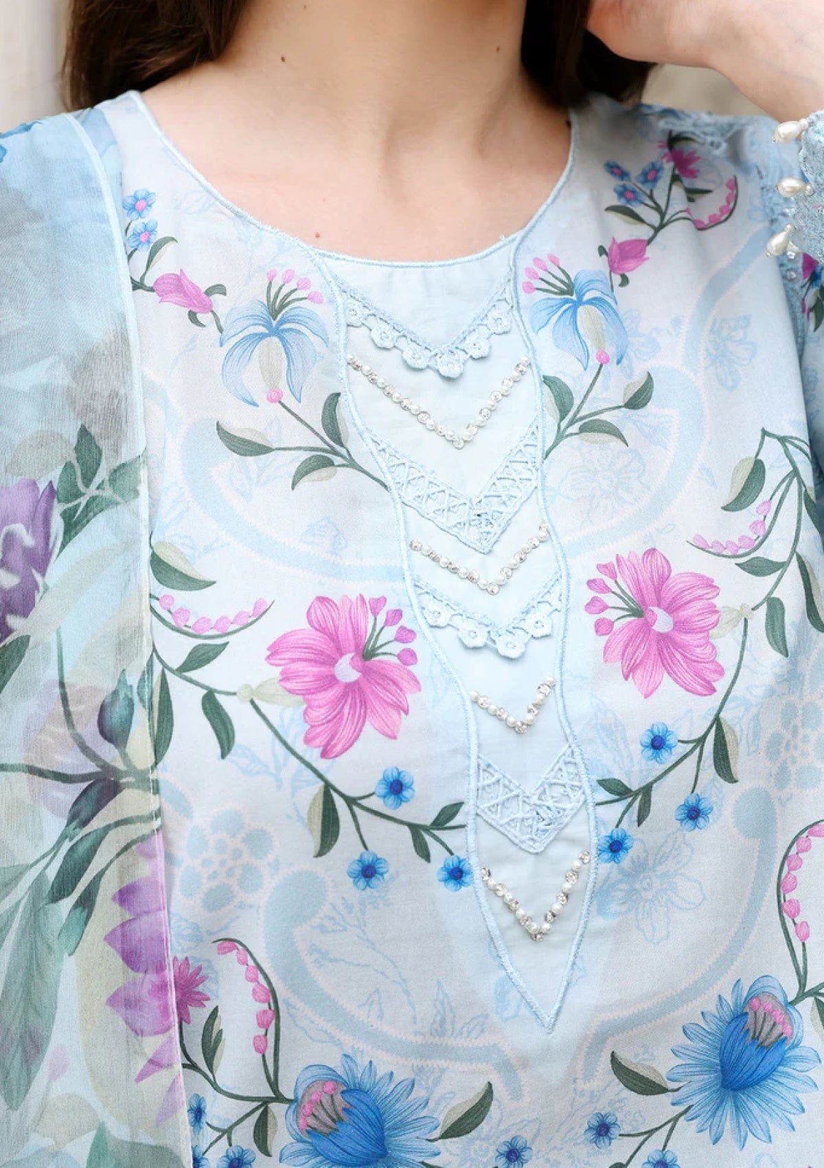 Lawn - Cross Stitch - Eid Edit-II - LWN#0213 - AQUA GLINT image 2