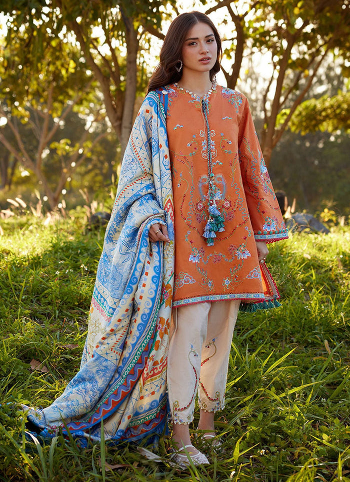 Farah Talib Aziz - Luxury Lawn Unstitched 26 - FTA#04 - Lucia Burnt Orange