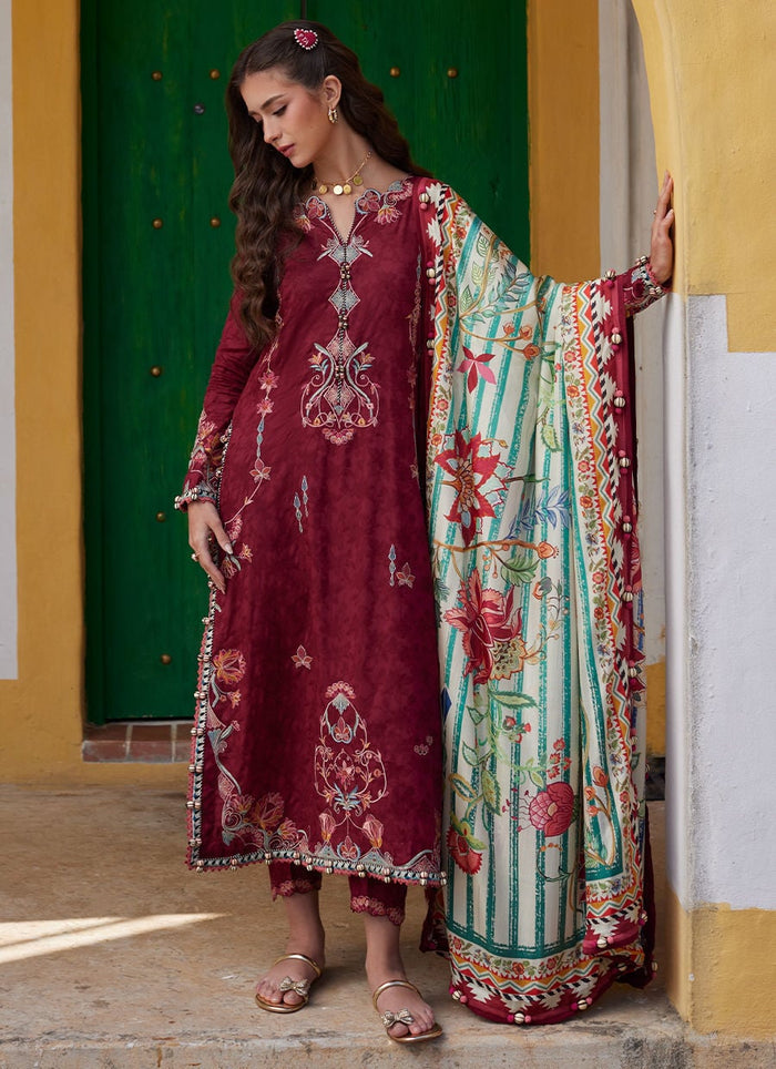 Farah Talib Aziz - Luxury Lawn Unstitched 26 - FTA#02 - Sofia Scarlet