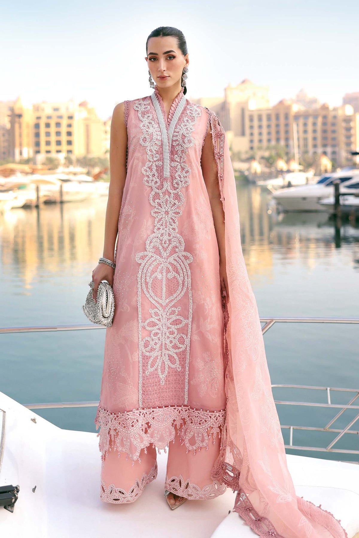 Maria.B. Luxury Lawn 2026 D-2604-B yellow and off-white embroidered three-piece gallery 2