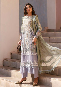 Maria.B. Luxury Lawn 2026 — MBLL 06B (Pistachio & Lilac) three-piece embroidered lawn