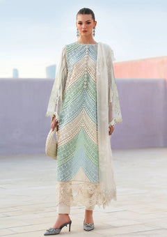 Maria.B. Luxury Lawn 2026 — MBLL 12A (Sky Blue) three-piece embroidered lawn