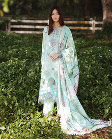 Mushq Solace Tranquil Muse 2026 jade-green embroidered lawn campaign garden look