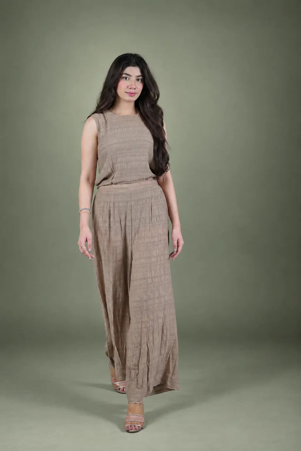 Sawann Lleana0008 neutral beige sleeveless Korean-fabric co-ord set original photo 4