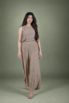 Sawann Lleana0008 neutral beige sleeveless Korean-fabric co-ord set original photo 4