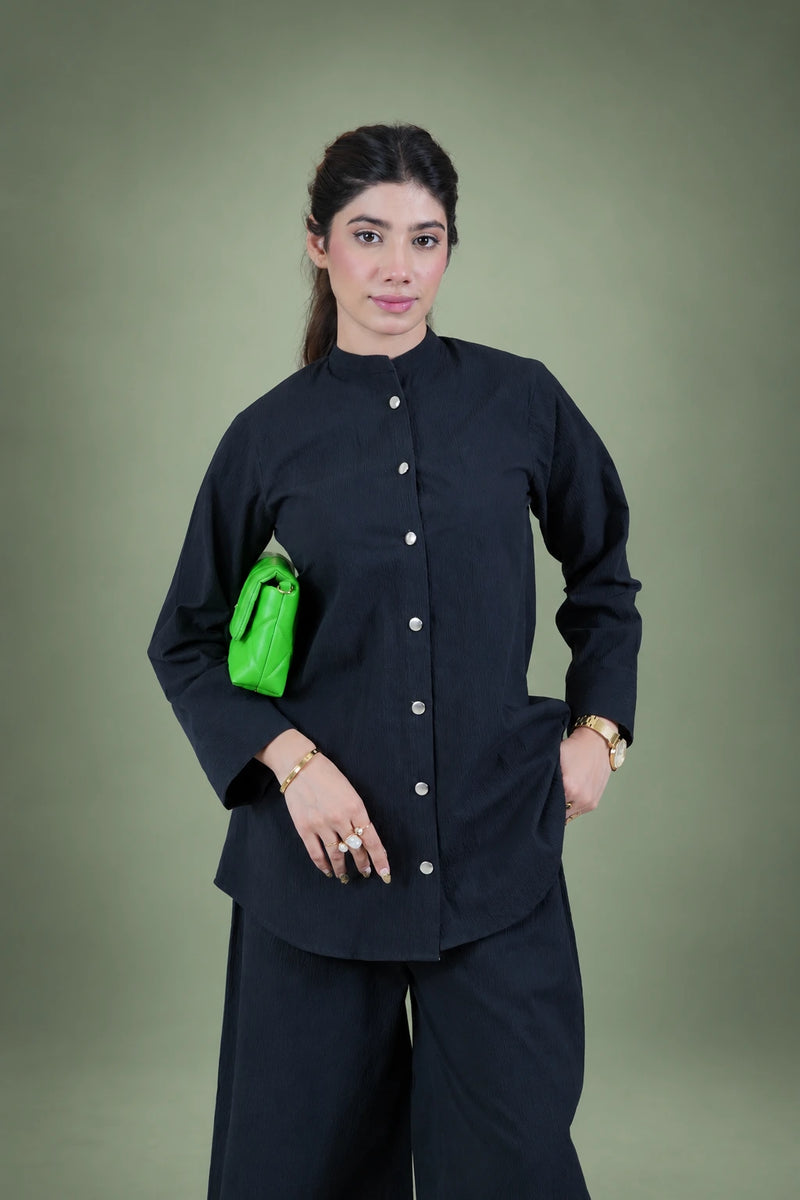 Sawann – Lleana0009 Obsidian Black Stand Collar 2-Piece Co-Ord