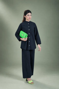 Sawann Lleana0009 black stand-collar shirt with matching trousers, gallery photo 2
