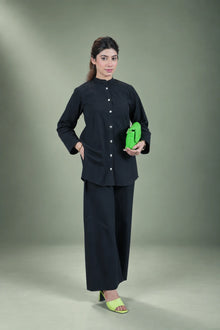 Sawann Lleana0009 black stand-collar shirt with matching trousers, gallery photo 3