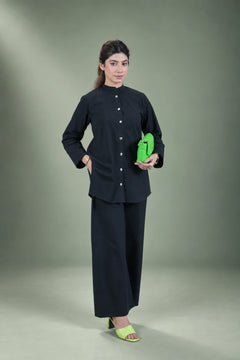 Sawann Lleana0009 black stand-collar shirt with matching trousers, gallery photo 3