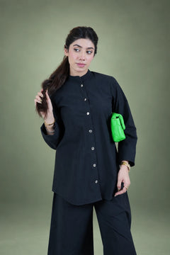 Sawann Lleana0009 black stand-collar shirt with matching trousers, gallery photo 6