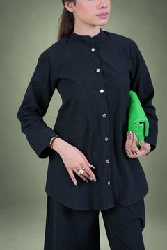 Sawann Lleana0009 black stand-collar shirt with matching trousers, gallery photo 7
